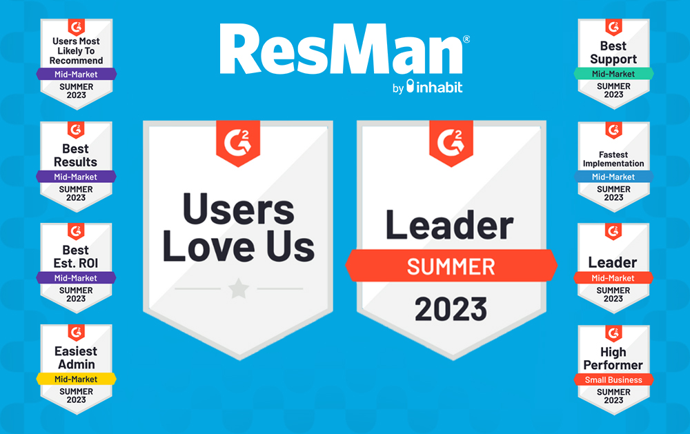 ResMan Named Leader in G2’s Summer Report, Earning 10 Badges for Property Management Software Platform