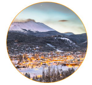 An arial view of Breckenridge, CO