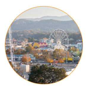 Arial view of Pigeon Forge.
